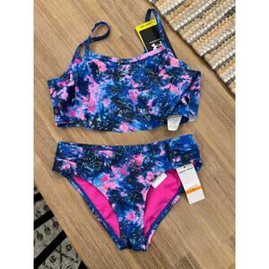 NWT UA Girls Swim Set - Size 7 Blue and Pink Two Piece